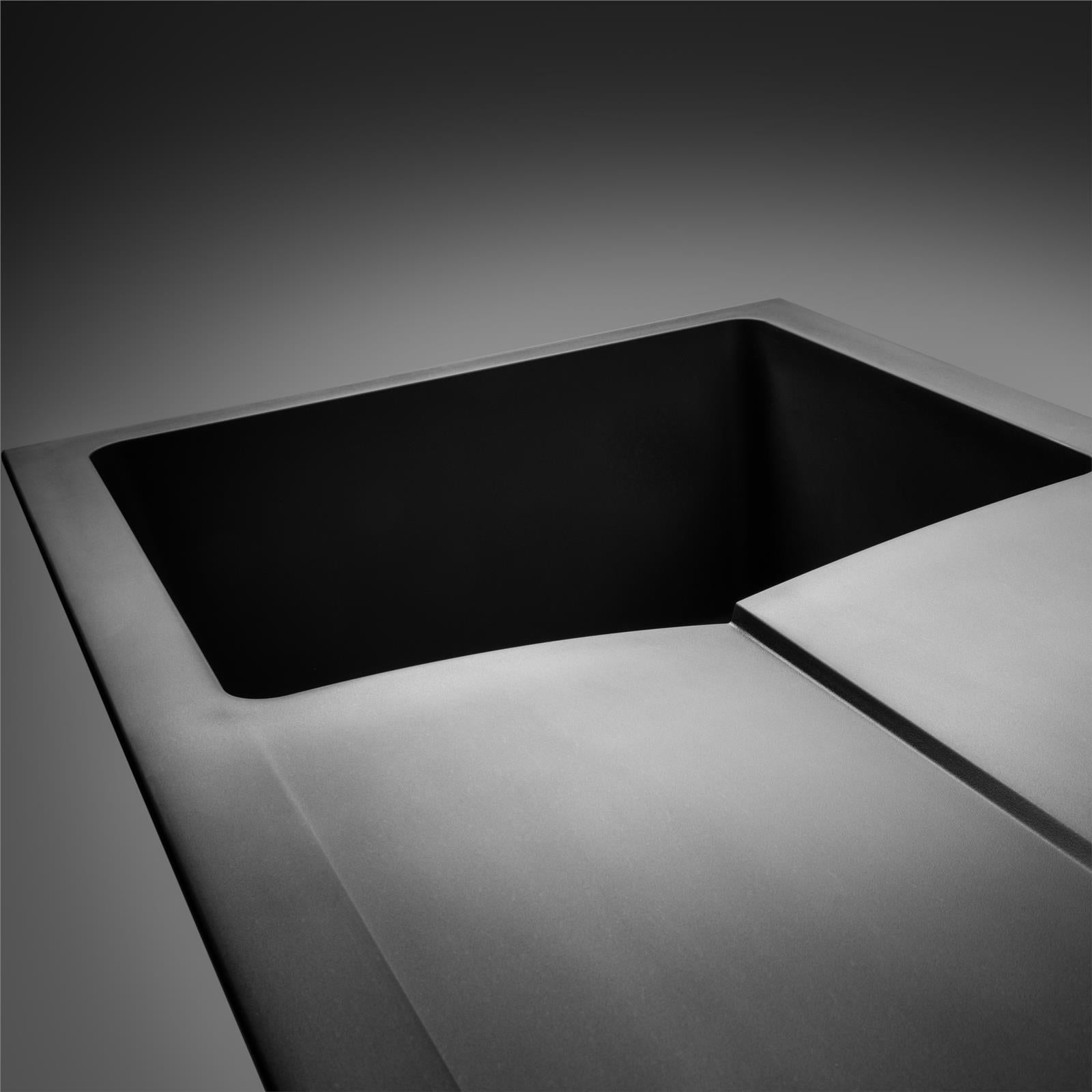 Liquida TEC860BL 1.0 Bowl Composite Reversible Black Kitchen Sink And Waste Kit